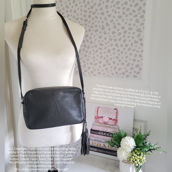 *SOLD*Authentic Pre-owned Saint Laurent Lambskin Monogram Small Lou Camera Bag - Picture 2 of 16